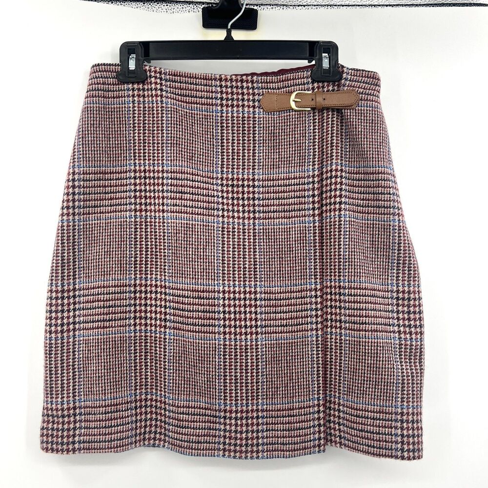Talbots Wool Blend Plaid Houndstooth Mini Skirt Women's 8